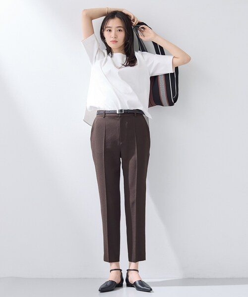 INDIVI（インディヴィ）の「【抗菌防臭／消臭】上品光沢コットンTシャツ（Tシャツ/カットソー・レディース・ホワイト/ブラック・38/34/15 /13/05）」の6枚目の写真