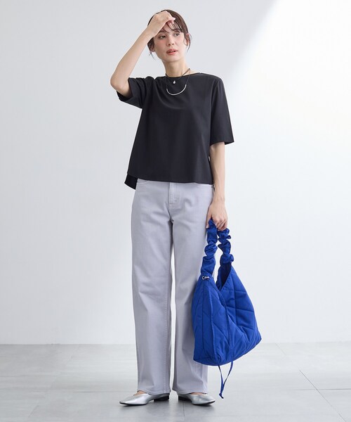 INDIVI（インディヴィ）の「【抗菌防臭／消臭】上品光沢コットンTシャツ（Tシャツ/カットソー・レディース・ホワイト/ブラック・38/34/15 /13/05）」の10枚目の写真