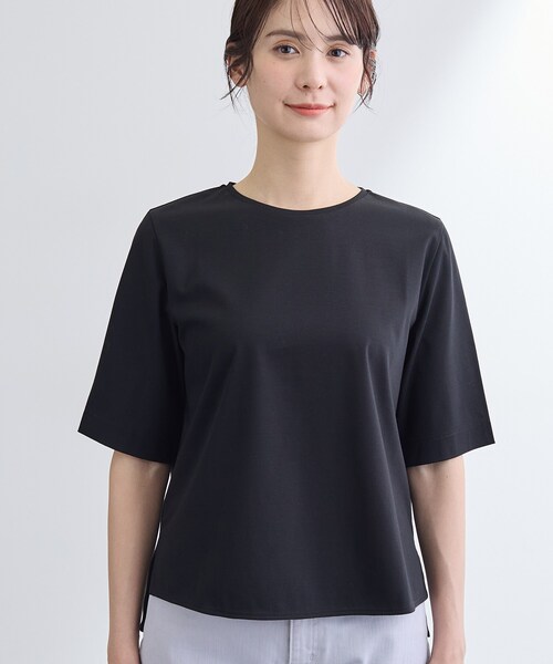 INDIVI（インディヴィ）の「【抗菌防臭／消臭】上品光沢コットンTシャツ（Tシャツ/カットソー・レディース・ホワイト/ブラック・38/34/15 /13/05）」の12枚目の写真