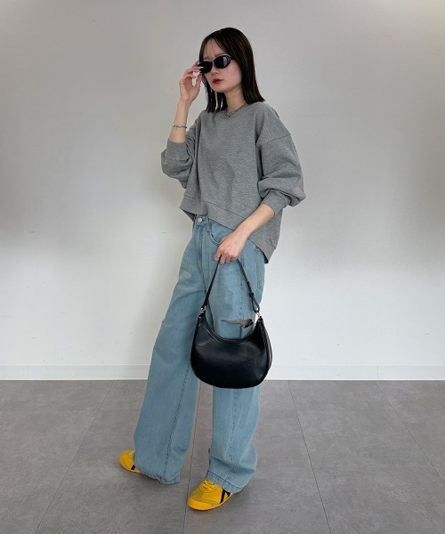 mellomela.（メロメラ）の「ショート丈ロンT（スウェット・レディース・ライトベージュ/ブラック/杢グレー・M-L）」の16枚目の写真