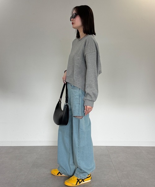mellomela.（メロメラ）の「ショート丈ロンT（スウェット・レディース・ライトベージュ/ブラック/杢グレー・M-L）」の18枚目の写真