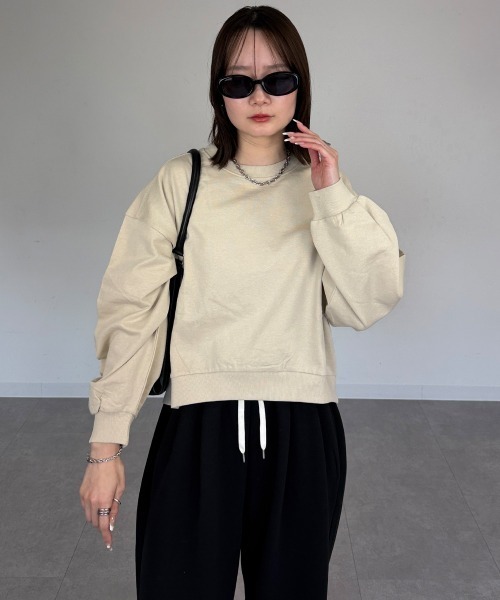 mellomela.（メロメラ）の「ショート丈ロンT（スウェット・レディース・ライトベージュ/ブラック/杢グレー・M-L）」の10枚目の写真