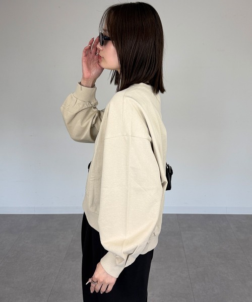 mellomela.（メロメラ）の「ショート丈ロンT（スウェット・レディース・ライトベージュ/ブラック/杢グレー・M-L）」の11枚目の写真