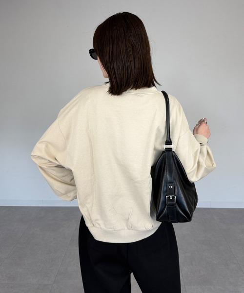 mellomela.（メロメラ）の「ショート丈ロンT（スウェット・レディース・ライトベージュ/ブラック/杢グレー・M-L）」の12枚目の写真