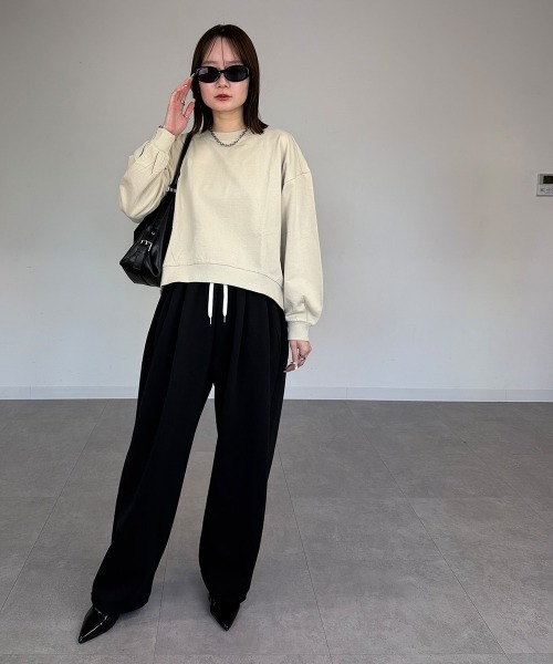 mellomela.（メロメラ）の「ショート丈ロンT（スウェット・レディース・ライトベージュ/ブラック/杢グレー・M-L）」の19枚目の写真