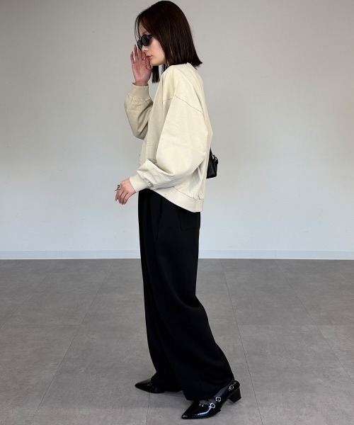 mellomela.（メロメラ）の「ショート丈ロンT（スウェット・レディース・ライトベージュ/ブラック/杢グレー・M-L）」の20枚目の写真