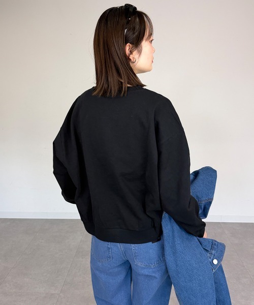 mellomela.（メロメラ）の「ショート丈ロンT（スウェット・レディース・ライトベージュ/ブラック/杢グレー・M-L）」の6枚目の写真