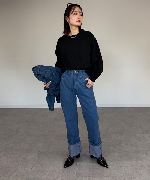mellomela.（メロメラ）の「ショート丈ロンT（スウェット・レディース・ライトベージュ/ブラック/杢グレー・M-L）」の13枚目の写真
