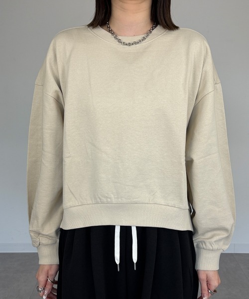 mellomela.（メロメラ）の「ショート丈ロンT（スウェット・レディース・ライトベージュ/ブラック/杢グレー・M-L）」の22枚目の写真