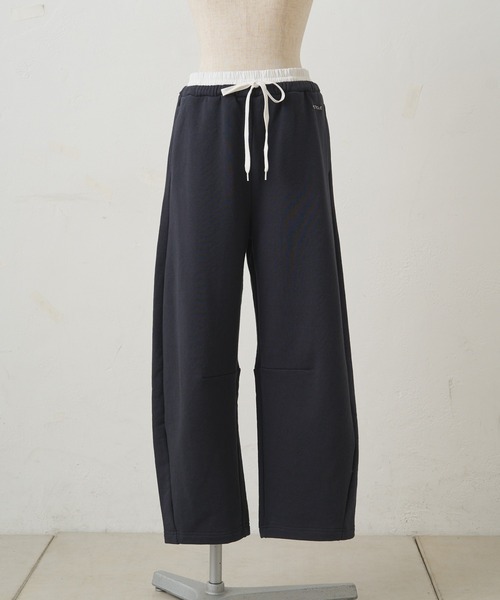 PUAL CE CIN（ピュアルセシン）の「ウエストレイヤードスウェットパンツ（スウェットパンツ・レディース・ネイビー/オートミール・FREE）」の2枚目の写真