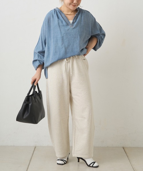 PUAL CE CIN（ピュアルセシン）の「ウエストレイヤードスウェットパンツ（スウェットパンツ・レディース・ネイビー/オートミール・FREE）」の6枚目の写真