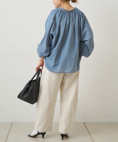 PUAL CE CIN（ピュアルセシン）の「ウエストレイヤードスウェットパンツ（スウェットパンツ・レディース・ネイビー/オートミール・FREE）」の8枚目の写真