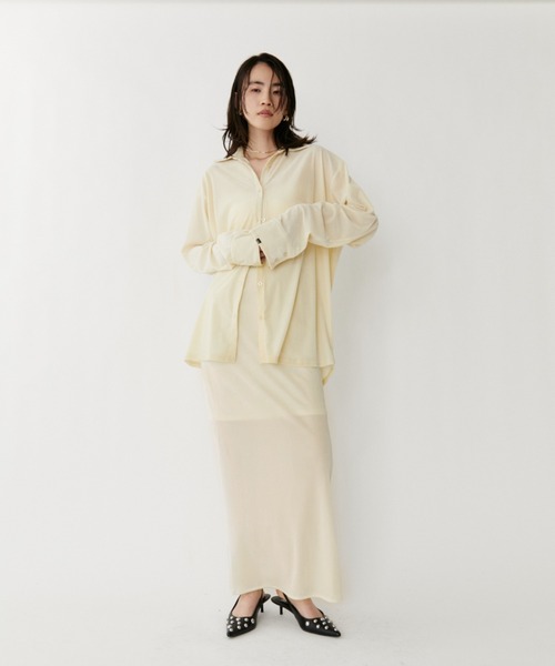 VION(ヴィオン)の「シアーベロアロングスカート / Sheer Velour Long Skirt(スカート・レディース・ブルー/ブラック/イエロー・FREE)」の16枚目の写真