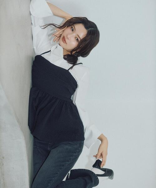 PROPORTION BODY DRESSING(プロポーションボディドレッシング)の「<a>膨れジャガードビスチェ / 1216119300(キャミソール・レディース・ホワイト系その他/ブラック/ブルー・FREE)」の1枚目の写真