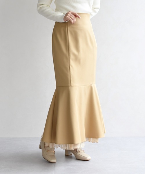 31 Sons de mode（トランテアン　ソン　ドゥ　モード）の「2026春夏新作 ワッシャープリーツマーメイドスカート（スカート・レディース・イエロー/ブラウン/キャメル・S/M）」の3枚目の写真