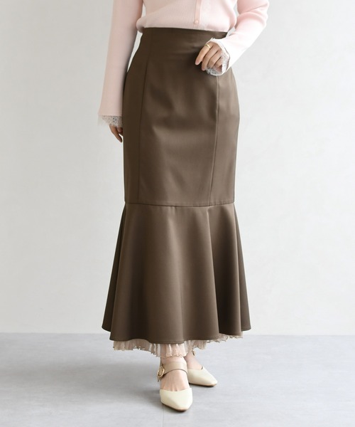 31 Sons de mode（トランテアン　ソン　ドゥ　モード）の「2026春夏新作 ワッシャープリーツマーメイドスカート（スカート・レディース・イエロー/ブラウン/キャメル・S/M）」の2枚目の写真