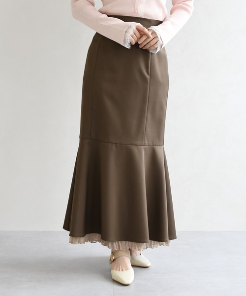 31 Sons de mode（トランテアン　ソン　ドゥ　モード）の「2026春夏新作 ワッシャープリーツマーメイドスカート（スカート・レディース・イエロー/ブラウン/キャメル・S/M）」の5枚目の写真