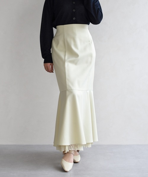 31 Sons de mode（トランテアン　ソン　ドゥ　モード）の「2026春夏新作 ワッシャープリーツマーメイドスカート（スカート・レディース・イエロー/ブラウン/キャメル・S/M）」の8枚目の写真