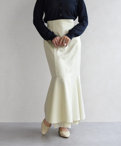 31 Sons de mode（トランテアン　ソン　ドゥ　モード）の「2026春夏新作 ワッシャープリーツマーメイドスカート（スカート・レディース・イエロー/ブラウン/キャメル・S/M）」の9枚目の写真