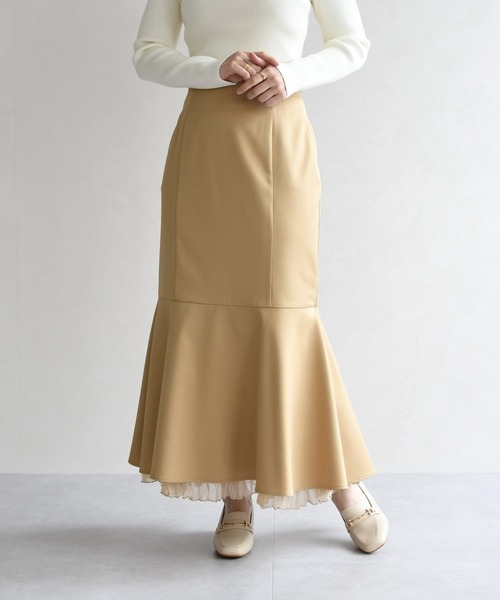 31 Sons de mode（トランテアン　ソン　ドゥ　モード）の「2026春夏新作 ワッシャープリーツマーメイドスカート（スカート・レディース・イエロー/ブラウン/キャメル・S/M）」の13枚目の写真