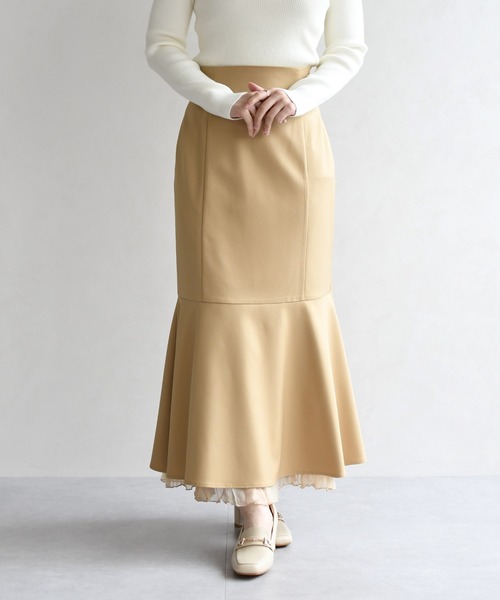 31 Sons de mode（トランテアン　ソン　ドゥ　モード）の「2026春夏新作 ワッシャープリーツマーメイドスカート（スカート・レディース・イエロー/ブラウン/キャメル・S/M）」の14枚目の写真