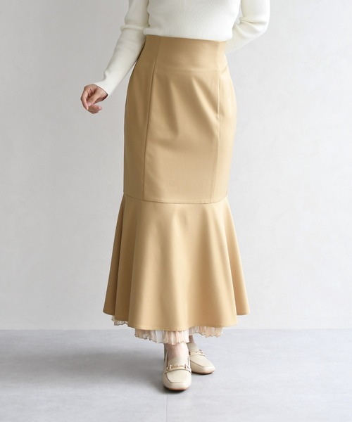 31 Sons de mode（トランテアン　ソン　ドゥ　モード）の「2026春夏新作 ワッシャープリーツマーメイドスカート（スカート・レディース・イエロー/ブラウン/キャメル・S/M）」の15枚目の写真