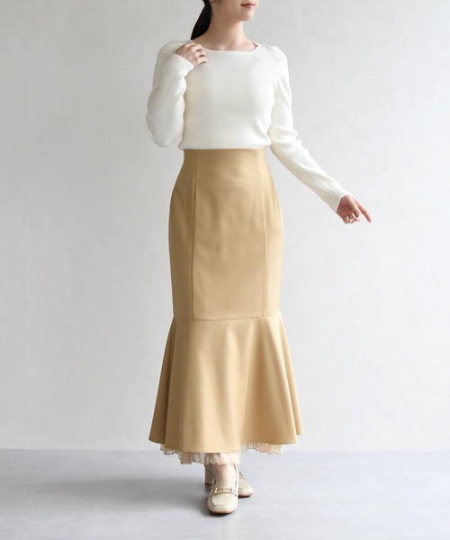 31 Sons de mode（トランテアン　ソン　ドゥ　モード）の「2026春夏新作 ワッシャープリーツマーメイドスカート（スカート・レディース・イエロー/ブラウン/キャメル・S/M）」の17枚目の写真