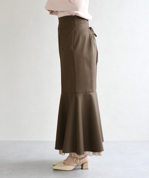 31 Sons de mode（トランテアン　ソン　ドゥ　モード）の「2026春夏新作 ワッシャープリーツマーメイドスカート（スカート・レディース・イエロー/ブラウン/キャメル・S/M）」の19枚目の写真