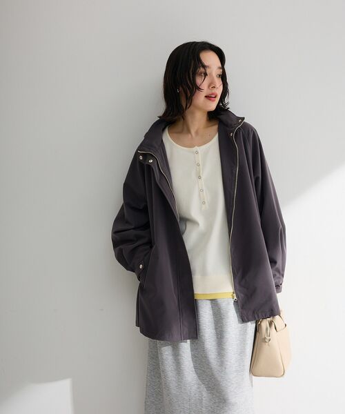 Green Parks(グリーンパークス)の「ヘンリーネックレイヤードニットプルオーバー(ニット/セーター・レディース・ホワイト/ブラック/グレー・FREE)」の5枚目の写真