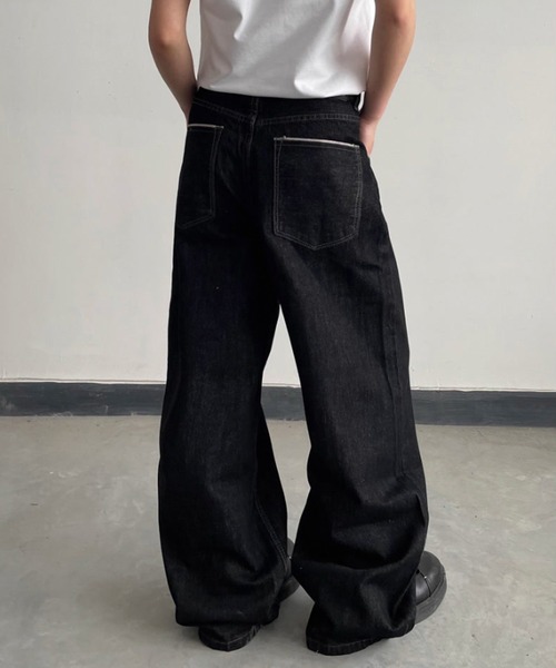 WESTBOY(ウエストボーイ)の「ワイドブラック ルーズ シルエットストリート デニムパンツ WO26S4PT27(デニムパンツ・メンズ・ブラック・XL/M/L)」の5枚目の写真