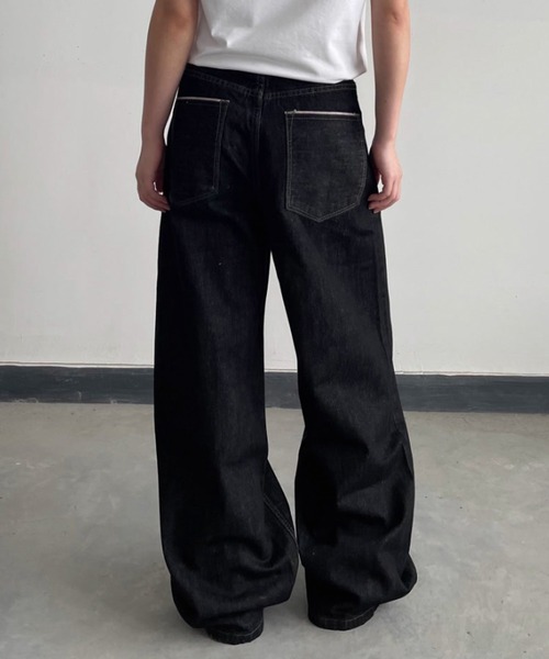 WESTBOY(ウエストボーイ)の「ワイドブラック ルーズ シルエットストリート デニムパンツ WO26S4PT27(デニムパンツ・メンズ・ブラック・XL/M/L)」の6枚目の写真