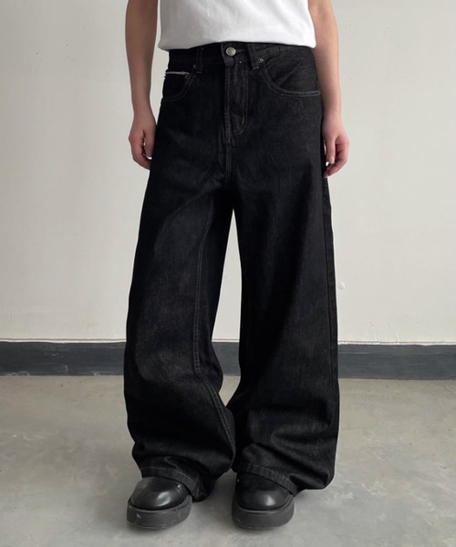 WESTBOY(ウエストボーイ)の「ワイドブラック ルーズ シルエットストリート デニムパンツ WO26S4PT27(デニムパンツ・メンズ・ブラック・XL/M/L)」の7枚目の写真