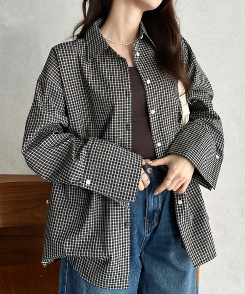 Eclat one(エクラワン)の「【Eclat one】チェック オーバー サイズ シャツ(シャツ/ブラウス・レディース・アイボリー/ブラック・FREE)」の7枚目の写真