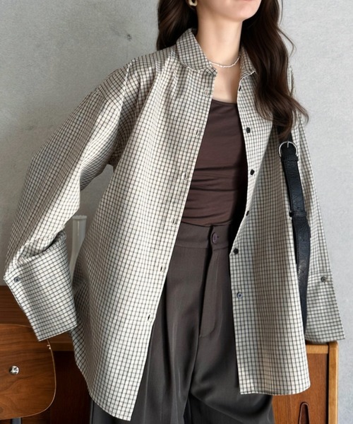 Eclat one(エクラワン)の「【Eclat one】チェック オーバー サイズ シャツ(シャツ/ブラウス・レディース・アイボリー/ブラック・FREE)」の12枚目の写真