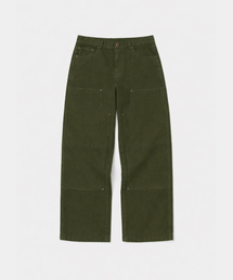 dyeing double knee pants olive