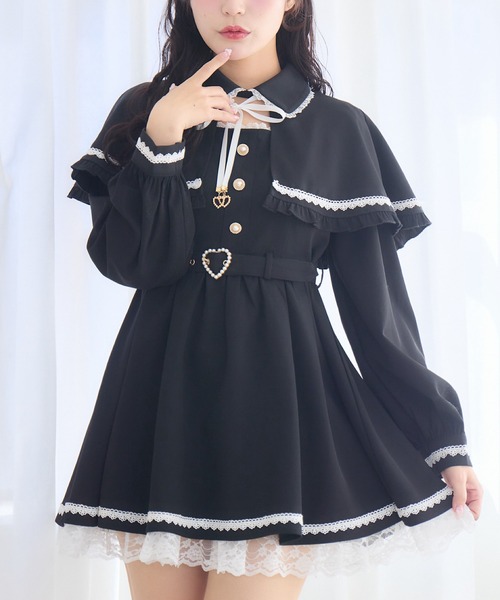 TadashiShoji シースルーレース プリーツケープチュール ワンピース セール】裾レースケープワンピース（ワンピース）｜ROJITA（ロジータ