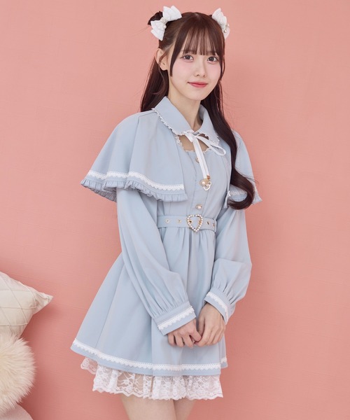 ROJITA(ロジータ)の「裾レースケープワンピース(ワンピース・レディース・ブラック/ミント/ホワイト・FREE)」の6枚目の写真