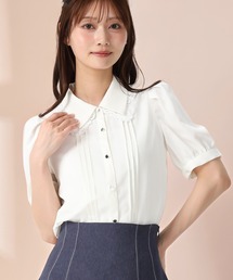 2026春夏新作 襟レースピンタックブラウス