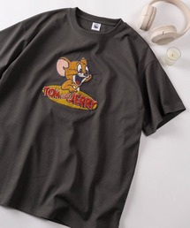 【71】【TOM&JERRY/トムとジェリー】サガラ刺繍 クルーネックTシャツ/バックプリント/レディース(S)