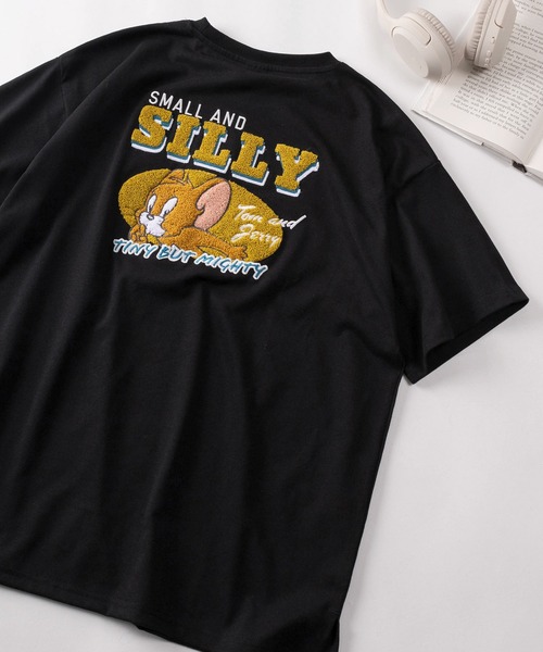 Tom&Jerry(トムアンドジェリー)の「【71】【TOM&JERRY/トムとジェリー】サガラ刺繍 クルーネックTシャツ/バックプリント/レディース(S)(Tシャツ/カットソー・レディース・ブラック/レッド/クリーム/ブルー/チャコールグレー/オフホワイト/オレンジ/カーキ・L/M)」の2枚目の写真