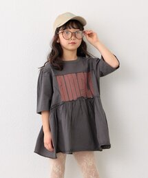 CIAOPANIC TYPY（チャオパニックティピー）の「【KIDS】《ジュニアサイズあり》厚盛ロゴ5分袖チュニックワンピ（ワンピース）」