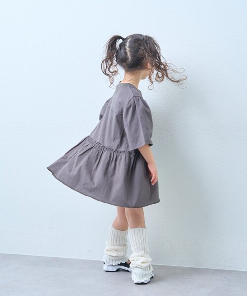CIAOPANIC TYPY（チャオパニックティピー）の「【KIDS】《ジュニアサイズあり》厚盛ロゴ5分袖チュニックワンピ（ワンピース・キッズ・オフホワイト/チャコールグレー/グレー・150/130/110）」の22枚目の写真