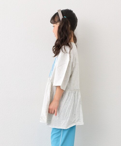 CIAOPANIC TYPY（チャオパニックティピー）の「【KIDS】《ジュニアサイズあり》厚盛ロゴ5分袖チュニックワンピ（ワンピース・キッズ・オフホワイト/チャコールグレー/グレー・150/130/110）」の8枚目の写真