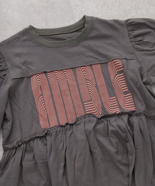 CIAOPANIC TYPY（チャオパニックティピー）の「【KIDS】《ジュニアサイズあり》厚盛ロゴ5分袖チュニックワンピ（ワンピース・キッズ・オフホワイト/チャコールグレー/グレー・150/130/110）」の15枚目の写真