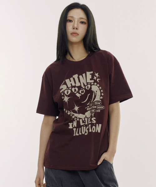 DEFYCLUBROBBERS(ディファイクラブロバース)の「シャインインライズイリュージョン 半袖Tシャツ (3色)(Tシャツ/カットソー・レディース・ブルー/バーガンディー/チャコール・MEDIUM/LARGE)」の4枚目の写真