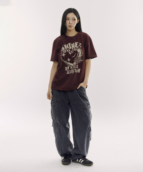 DEFYCLUBROBBERS(ディファイクラブロバース)の「シャインインライズイリュージョン 半袖Tシャツ (3色)(Tシャツ/カットソー・レディース・ブルー/バーガンディー/チャコール・MEDIUM/LARGE)」の6枚目の写真