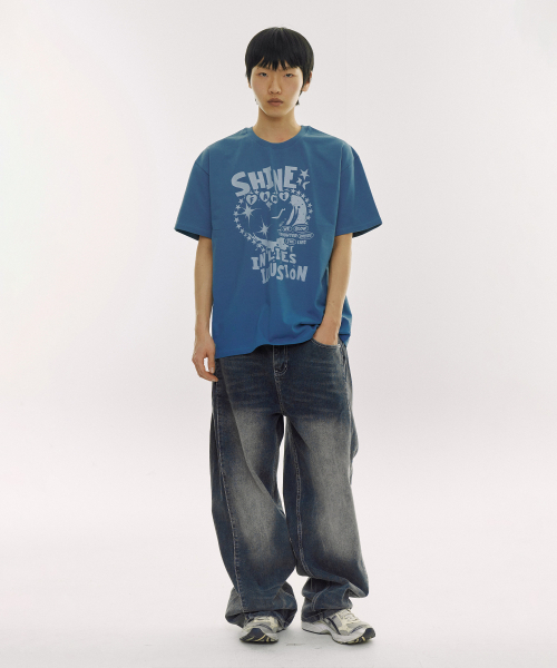DEFYCLUBROBBERS(ディファイクラブロバース)の「シャインインライズイリュージョン 半袖Tシャツ (3色)(Tシャツ/カットソー・レディース・ブルー/バーガンディー/チャコール・MEDIUM/LARGE)」の7枚目の写真
