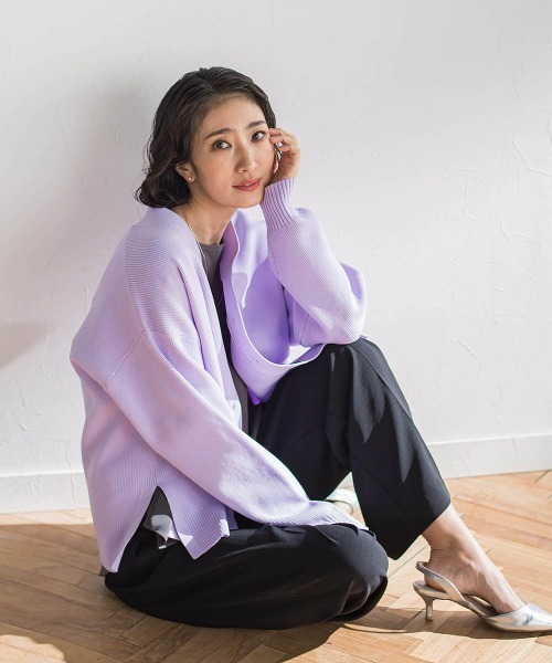 la.f…（ラエフ）の「ハイストレッチカルゼワイドパンツ（スラックス・レディース・チャコールグレー/ブラック・11号/9号/7号）」の3枚目の写真