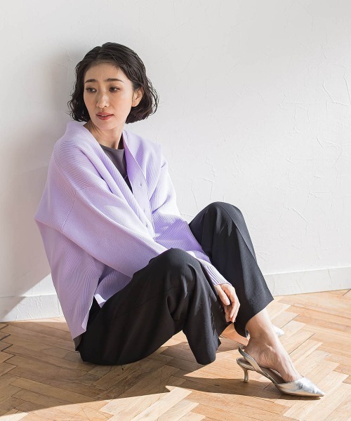 la.f…（ラエフ）の「ハイストレッチカルゼワイドパンツ（スラックス・レディース・チャコールグレー/ブラック・11号/9号/7号）」の4枚目の写真