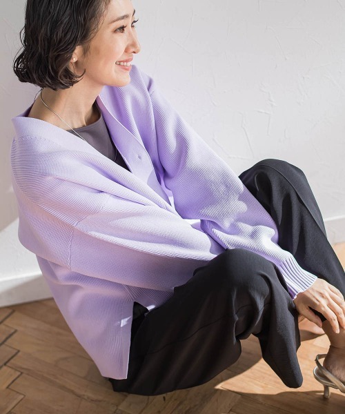 la.f…（ラエフ）の「ハイストレッチカルゼワイドパンツ（スラックス・レディース・チャコールグレー/ブラック・11号/9号/7号）」の5枚目の写真